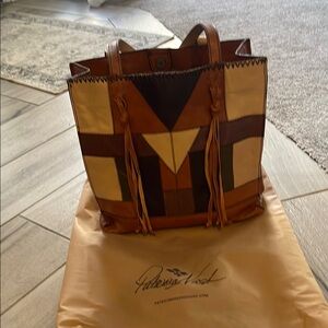 Patricia Nash Brown and Tan Patchwork - Suede inside Tote